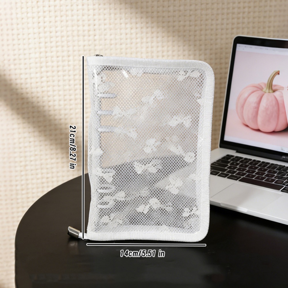 Stationery Books - 弓飾りリングバインダーアルバム A6 サイズジッパー開閉ジッパーバインダーノートブックレース文具オーガナイザーブック