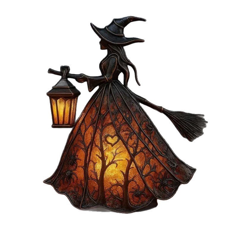 Movies - 魔女の樹脂製卓上ナイトライト、USB電源式、ハロウィン装飾、ゴスパーティー、テーブル、マントルピース、ホラー映画の夜に最適