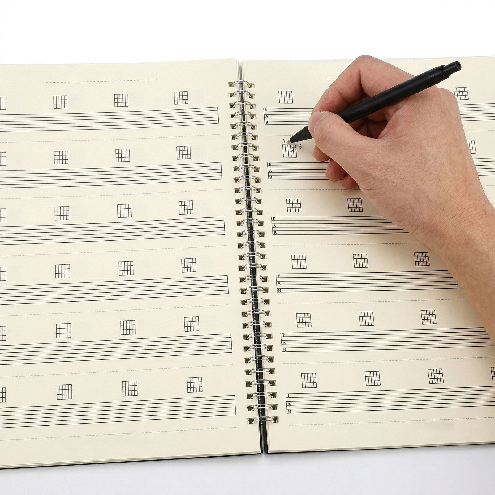 Blank Sheet Music Notebook - 2枚組ギター原稿ノート 6弦ブランク楽譜用紙 ソングライティング作曲ノート ギターコード図