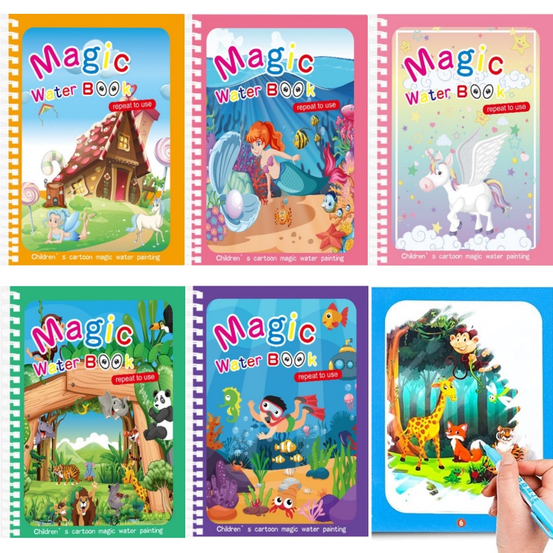 Reusable Water Magic Coloring Book - 子供のための魔法の水の絵本,モンテッソーリ,再利用可能,着色,感覚,早期教育,学習,絵画のおもちゃ