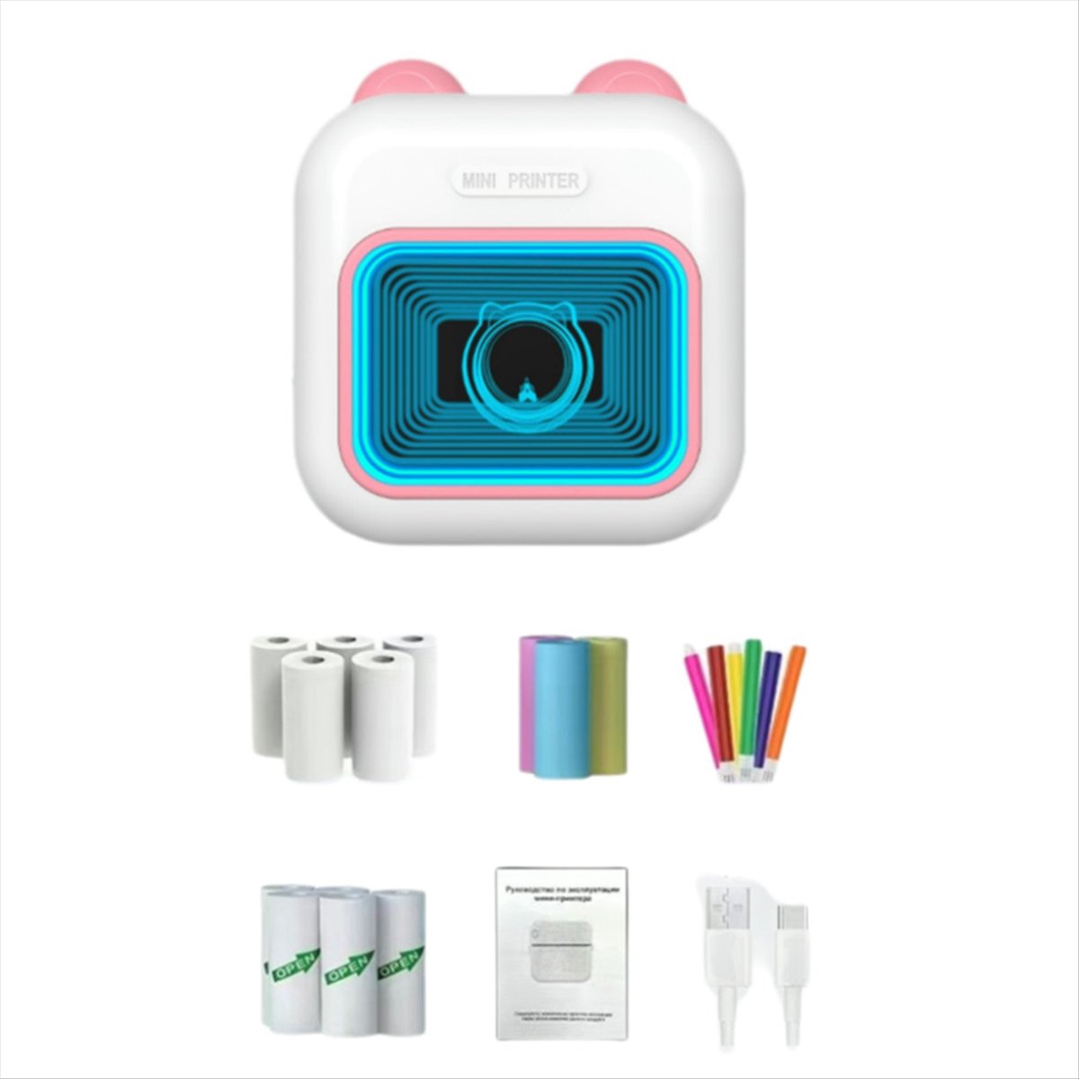 ミニステッカープリンター RGBライト Bluetoothポ - Mini Pocket Thermal Printer Paper Roll のレビューと価格