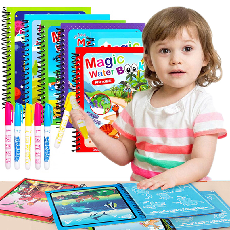 モンテッソーリおもちゃ再利用可能なぬりえ魔法の水彩画のマジッ - Reusable Water Magic Coloring Book のレビューと価格
