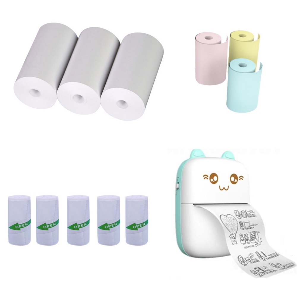 57 × 25 ミリメートル感熱紙ステッカー紙ラベル紙写真用 - Mini Pocket Thermal Printer Paper Roll のレビューと価格