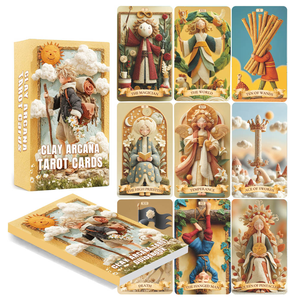 78枚のタロットカードセット、13x8cm クレイ・アルカナ - Tarot Deck With Guidebook のレビューと価格