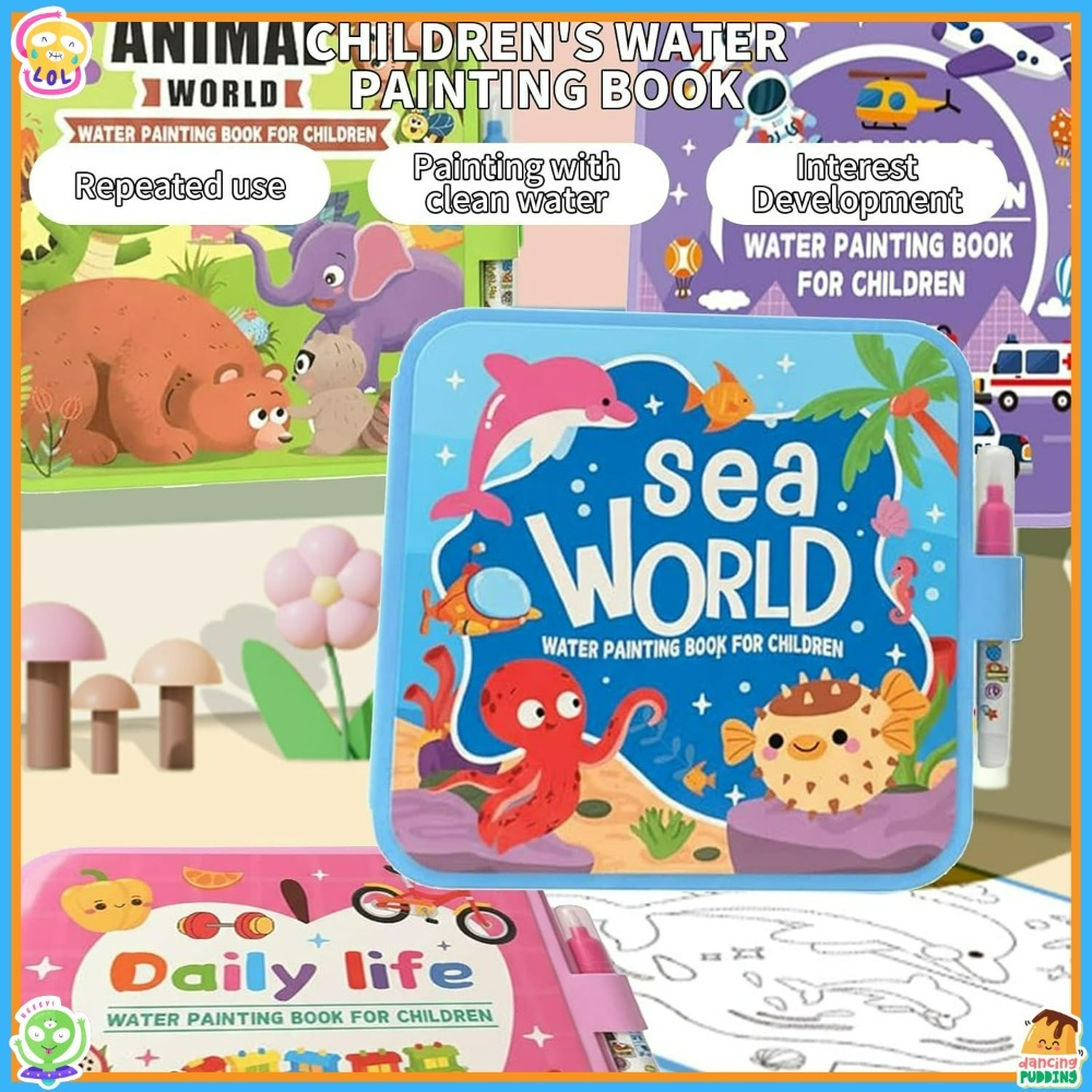 魔法の水塗り絵セット、ペン付き、DIY落書き水塗り絵ブック、 - Reusable Water Magic Coloring Book のレビューと価格