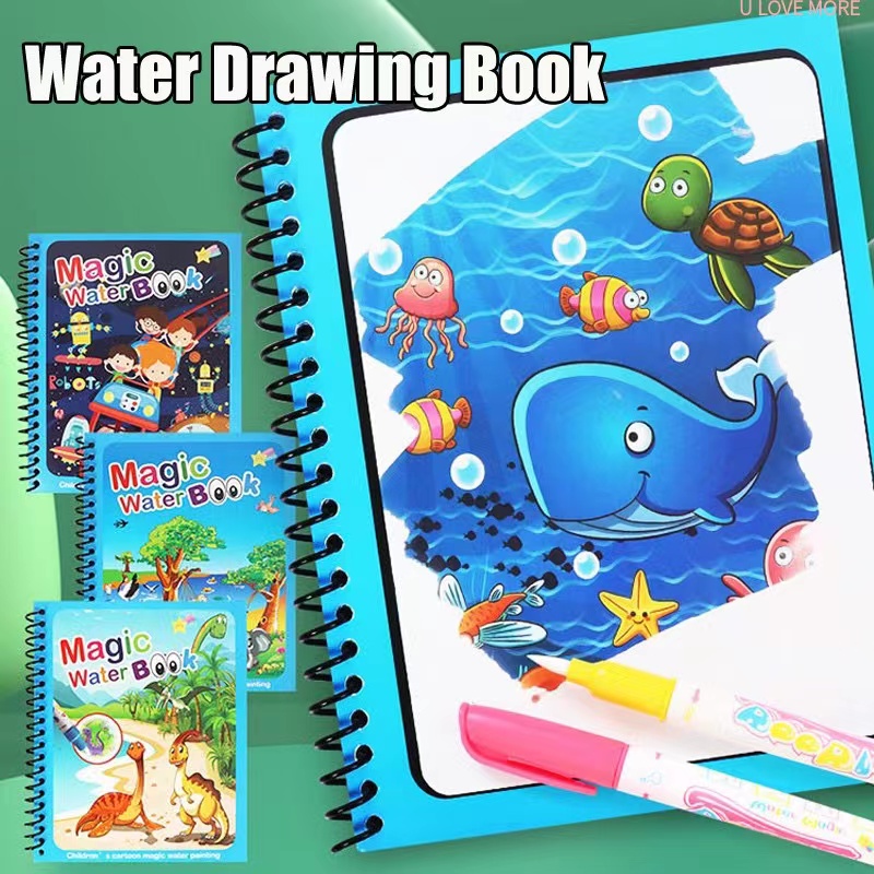 1 個魔法の本水描画モンテッソーリおもちゃ再利用可能なぬり絵 - Reusable Water Magic Coloring Book のレビューと価格