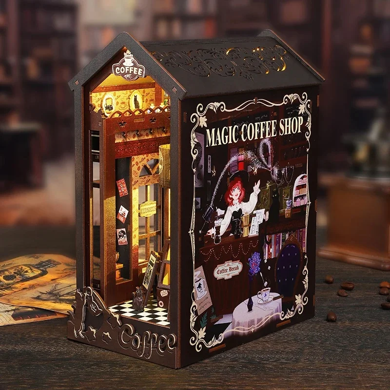 DIYブックヌックシェルフインサートキット マジックコーヒー - Diy Wooden Book Nook Kit Shelf Insert のレビューと価格