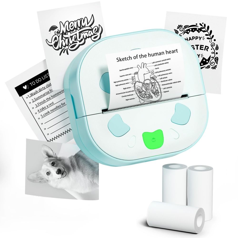 ミニステッカープリンター 3 ロールの紙ロール付き サーマル - Mini Pocket Thermal Printer Paper Roll のレビューと価格
